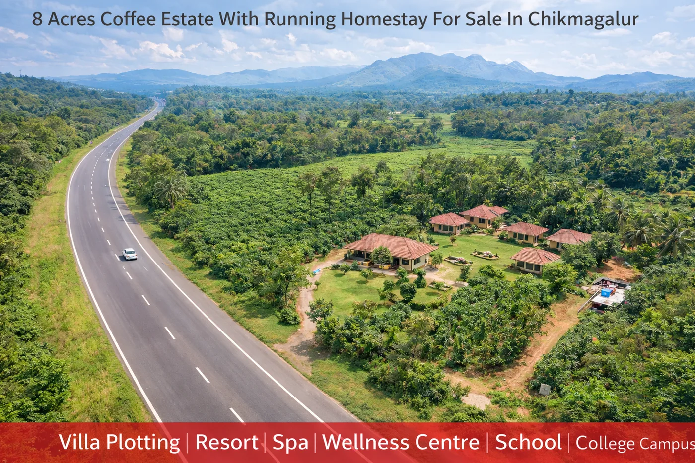Running Homestay For Sale With 8 Acres Coffee Estate On National Highway In Chikmagalur