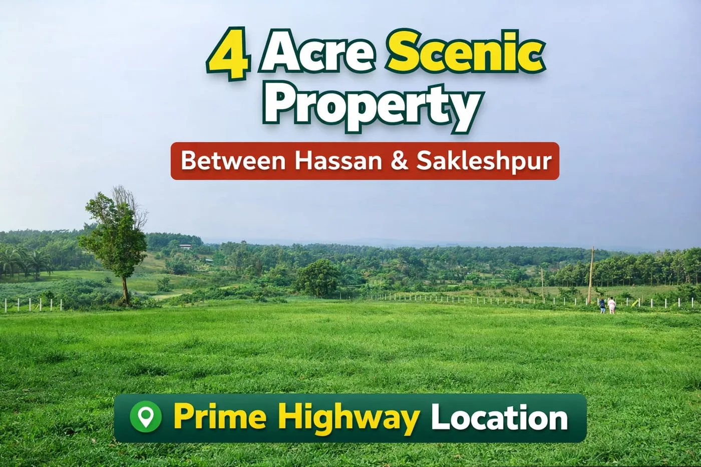 4 Acre Scenic View Property for Sale Between Hassan and Sakleshpur Near Highway